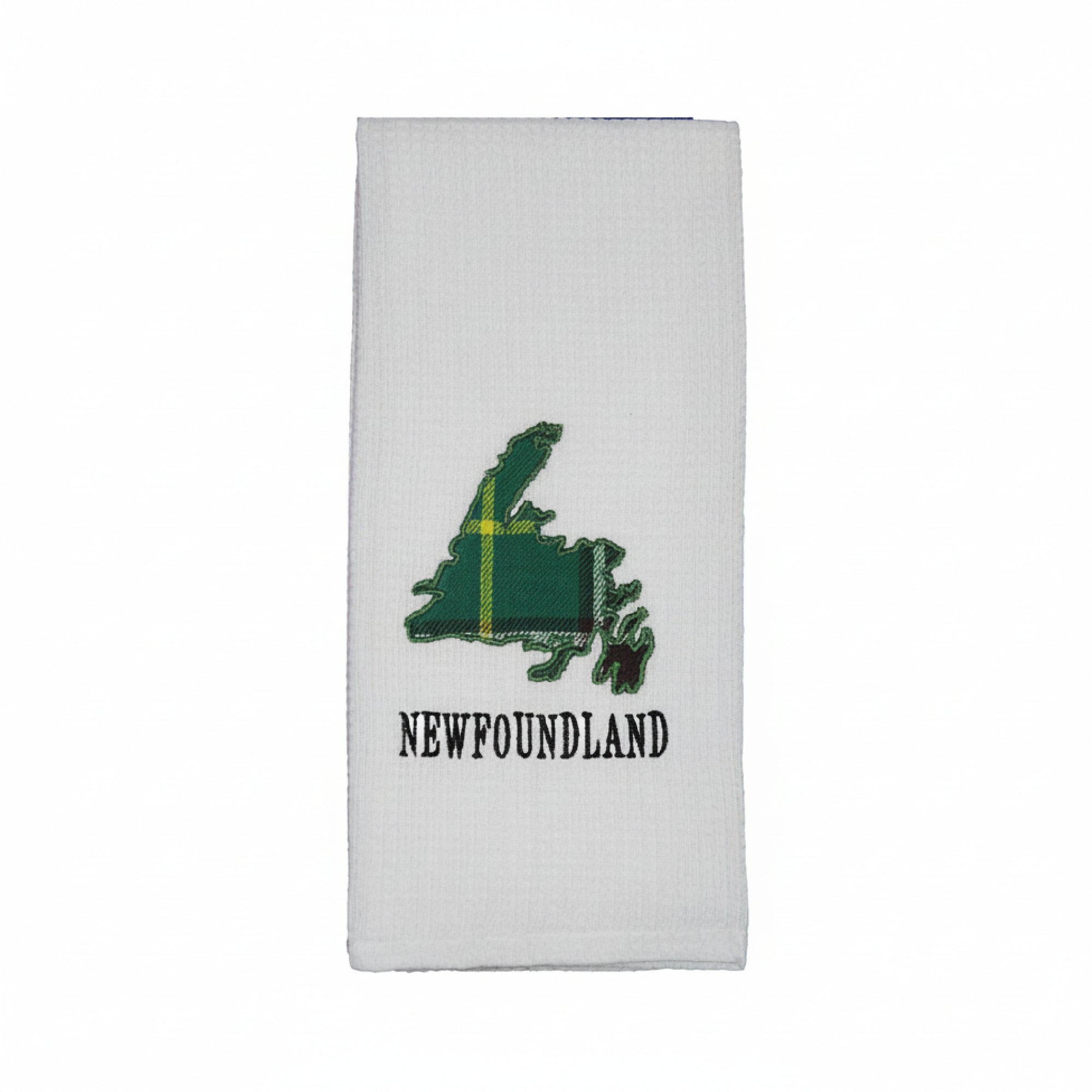 White Waffle Kitchen Towel with Newfoundland Tartan Embroidery - Set of 6
