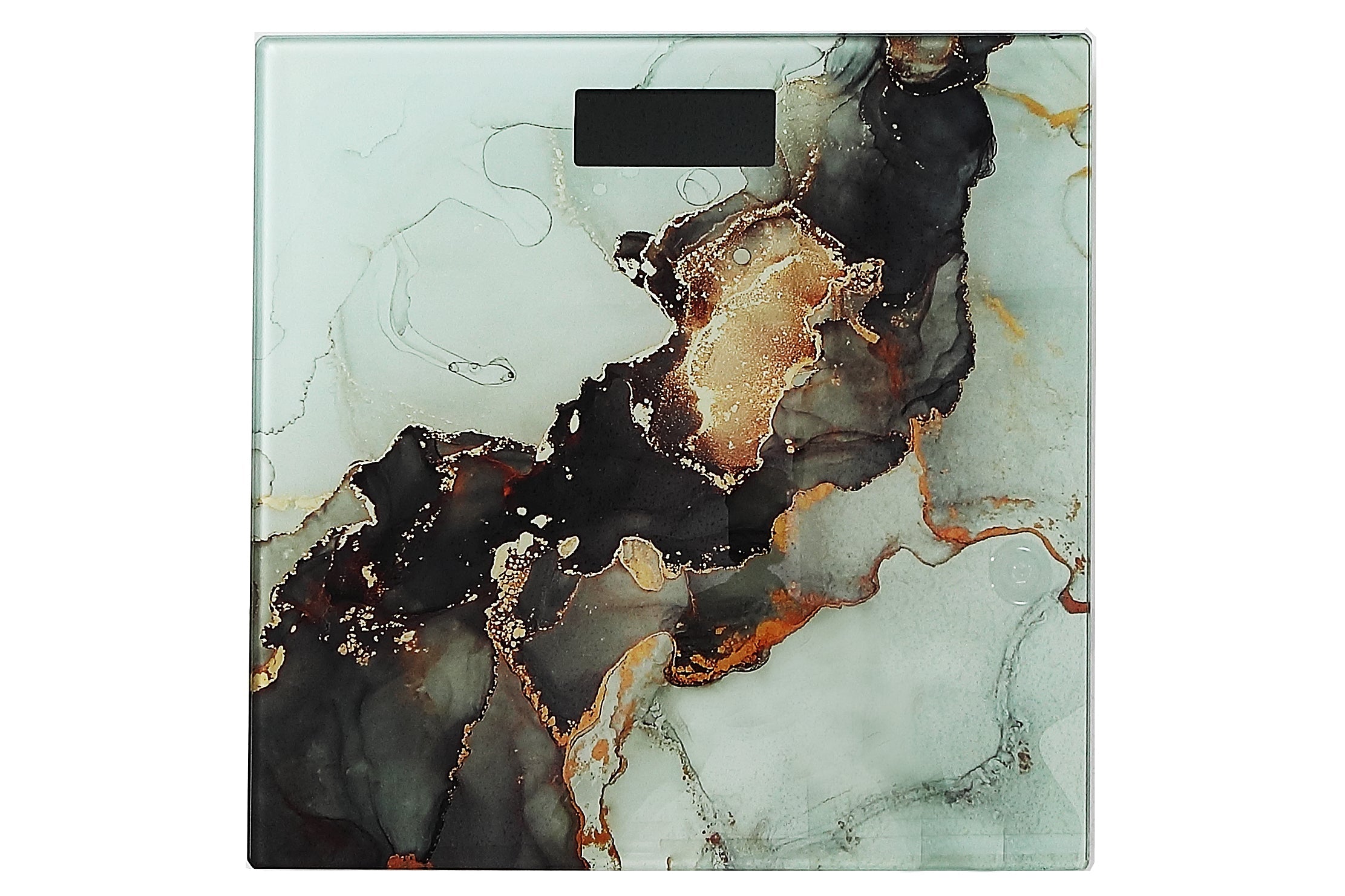 Digital Glass Body Scale Square Marbling Black and Gold Bathroom Weight Scale