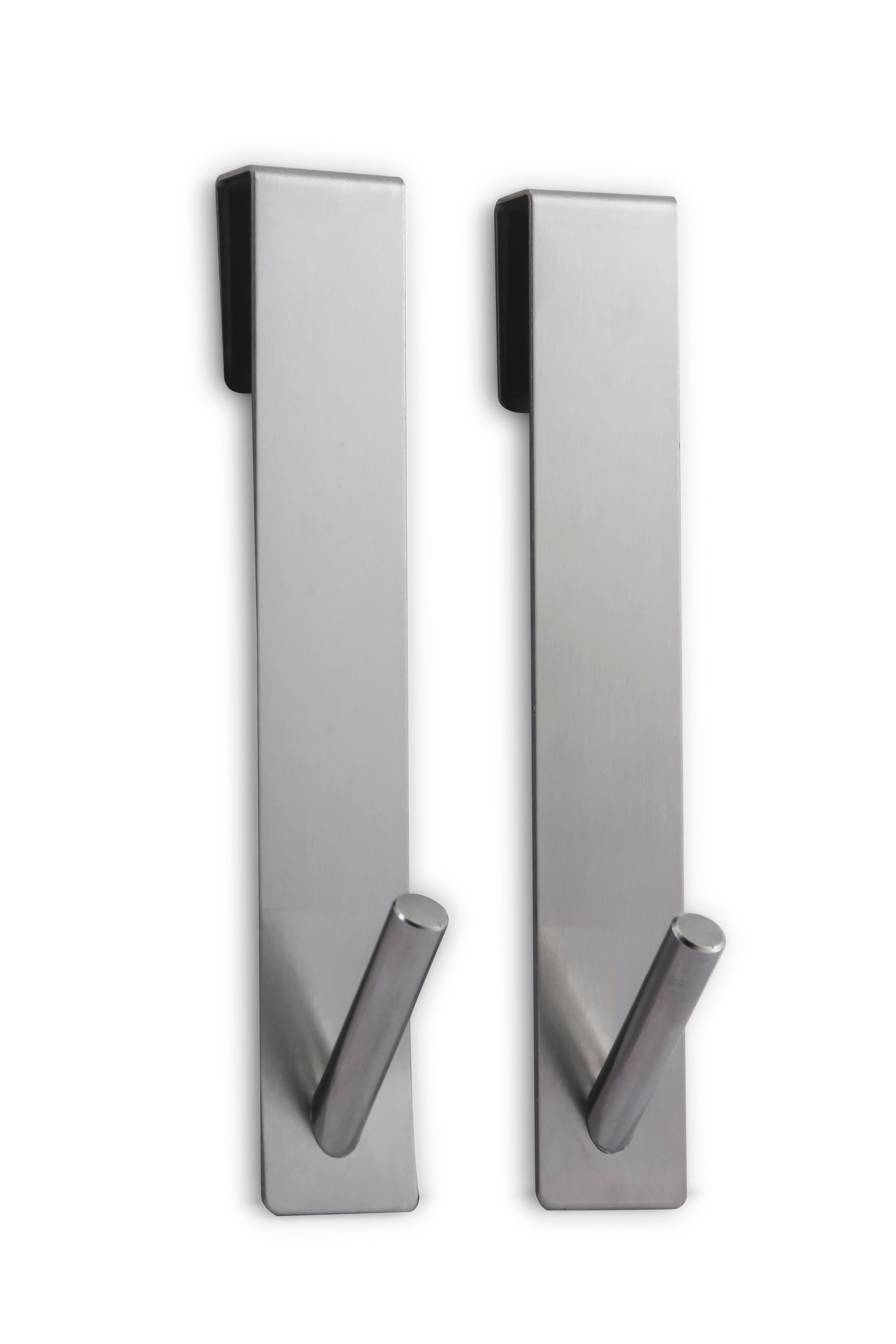 Set of 2 Satin Over the Door Single Hook Hanging Storage Hook