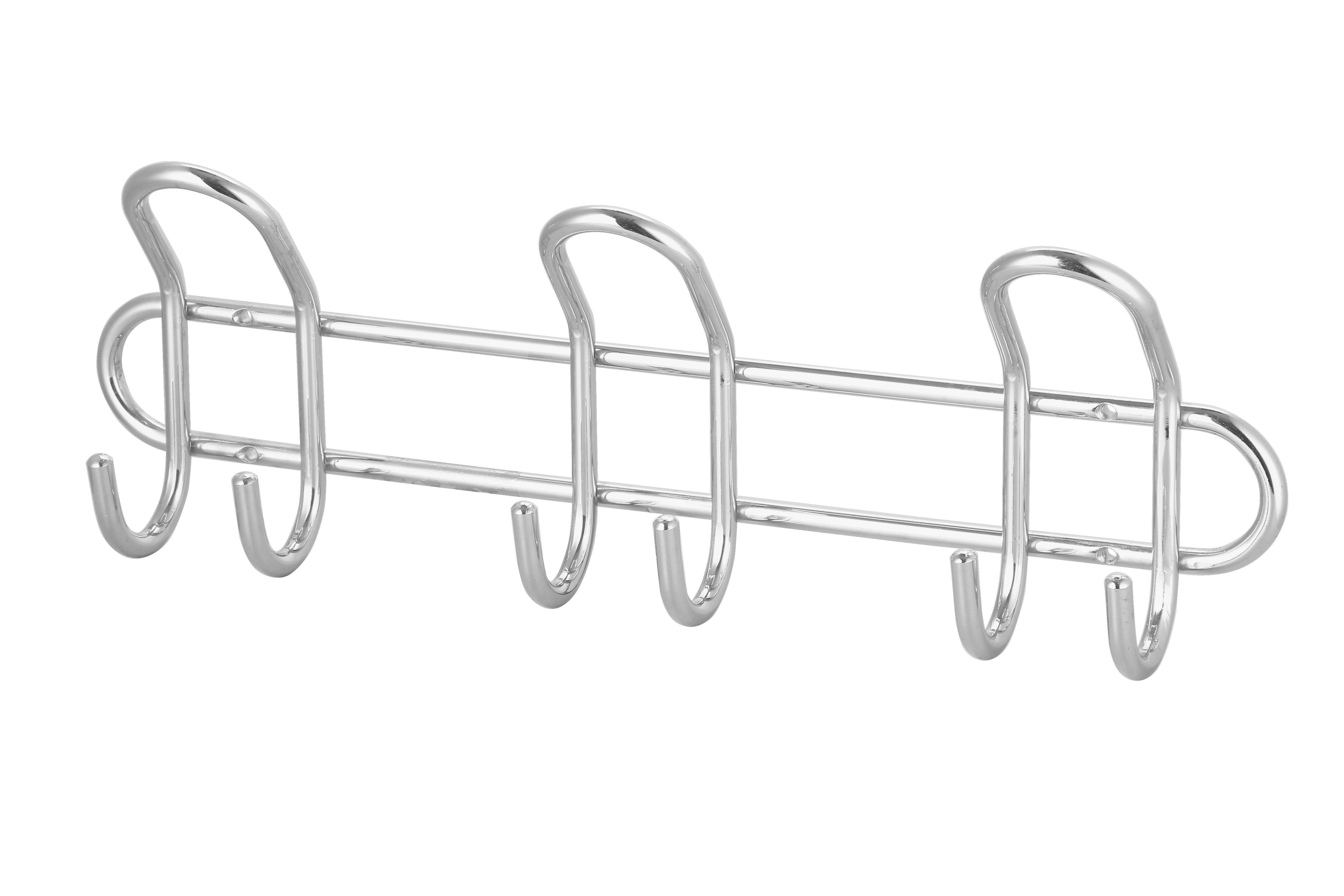 6 Hook Heavy Duty Chrome Wall Mount Storage Hooks for Entryway Bathroom or Kitchen