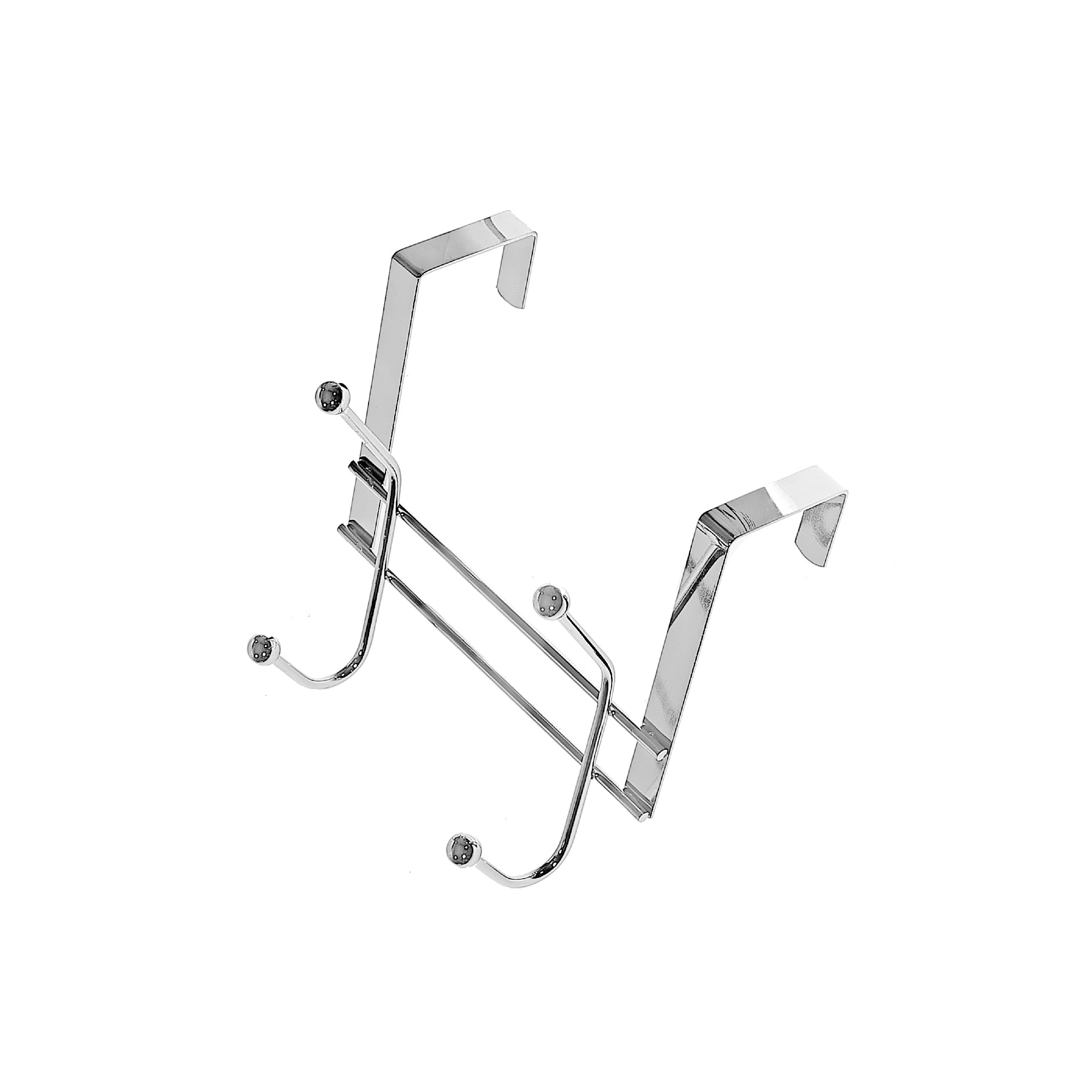 Chrome Wire Over The Door 4 Hooks, Space Saving Door Organizer, Bathroom Bedroom Storage, Set of 2