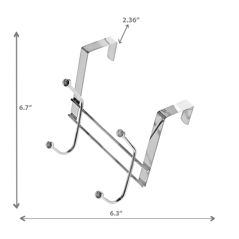 Chrome Wire Over The Door 4 Hooks - Set of 2