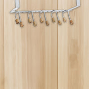 Iron Over-the-Door 10 Hooks with Wooden Knobs – Wall Organizer, Home Storage