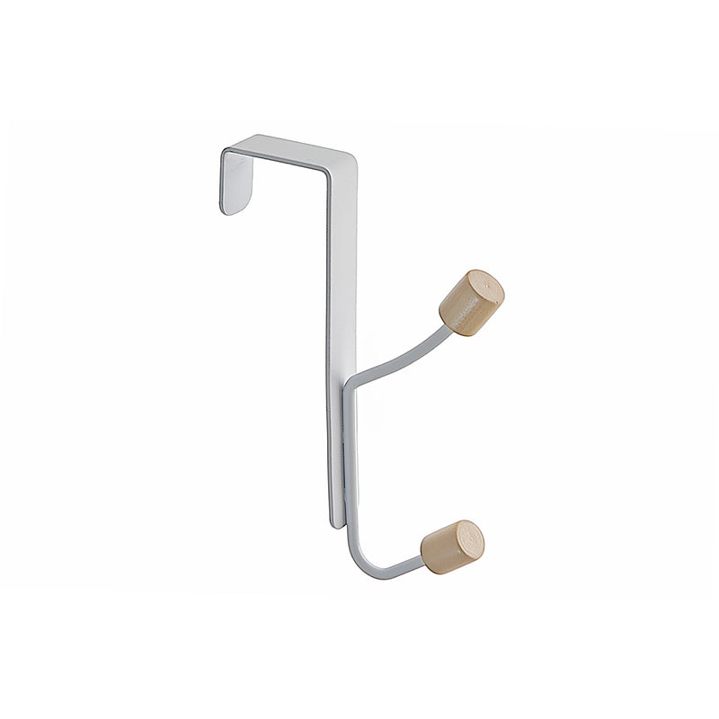 Iron Powder Coated Over The Door 2 Hooks Wooden Knob - Set of 4