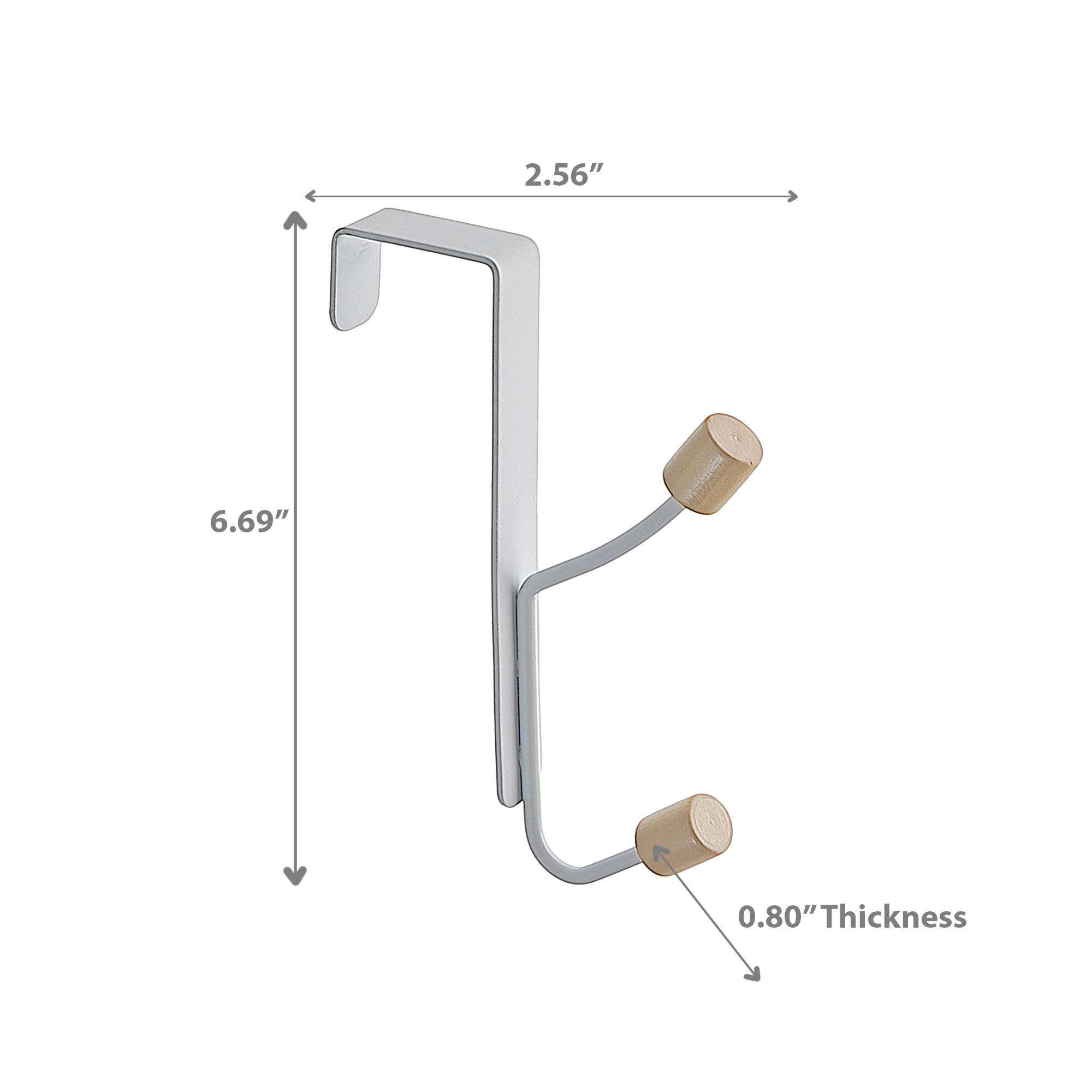 Iron Over-the-Door 2 Hooks with Wooden Knobs – Set of 4, Wall Organizer, Home Storage