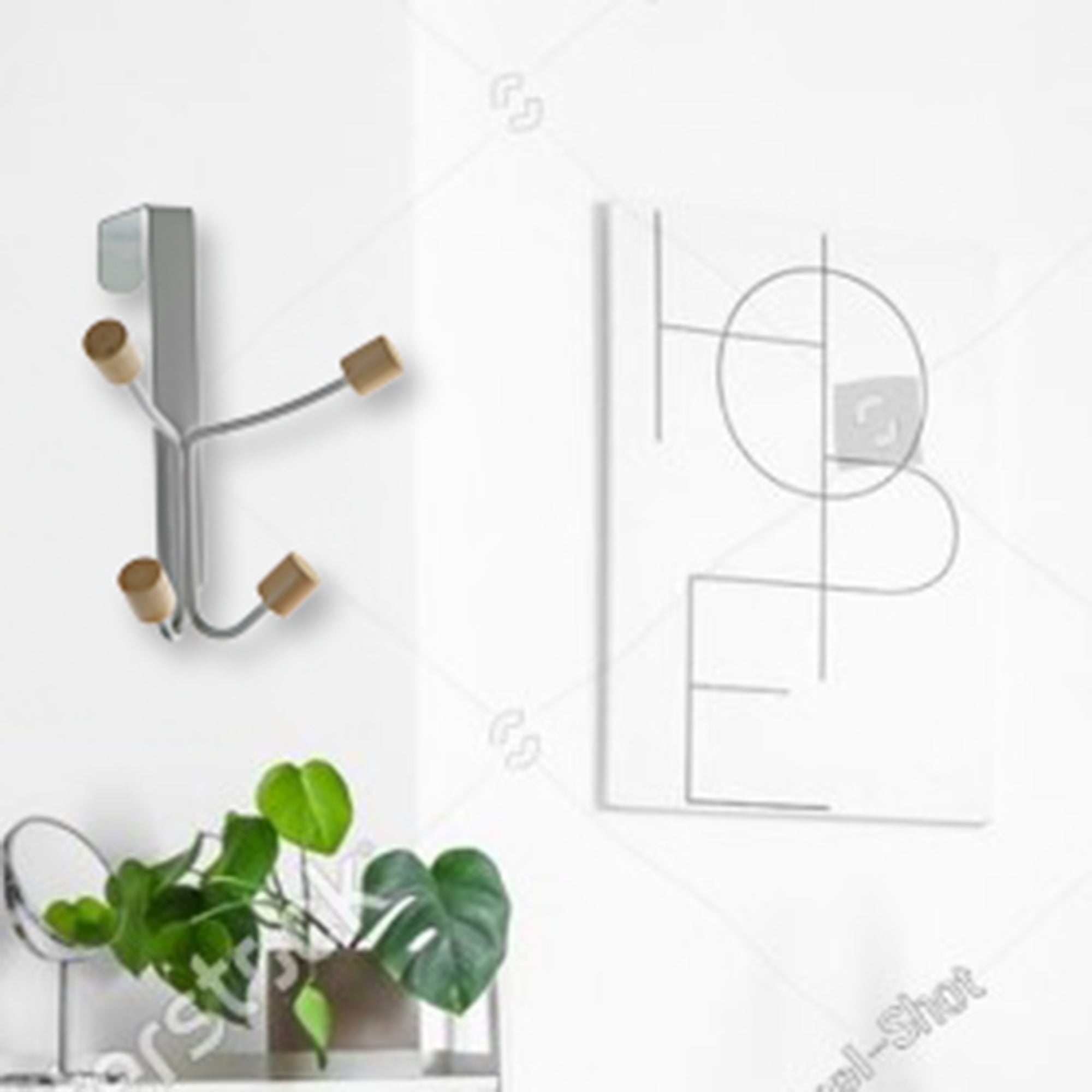 Iron Over-the-Door 4 Hooks with Wooden Knobs – Set of 4, Wall Organizer, Home Storage