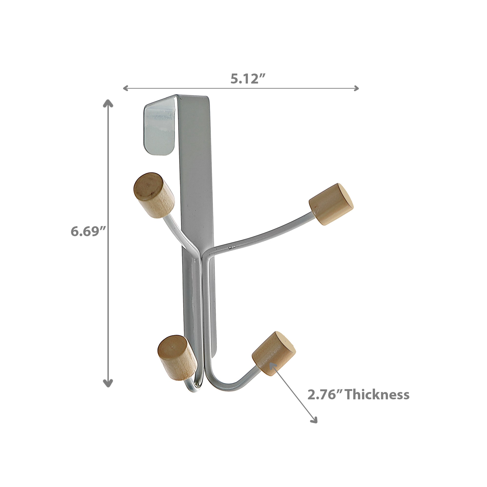 Iron Over-the-Door 4 Hooks with Wooden Knobs – Set of 4, Wall Organizer, Home Storage