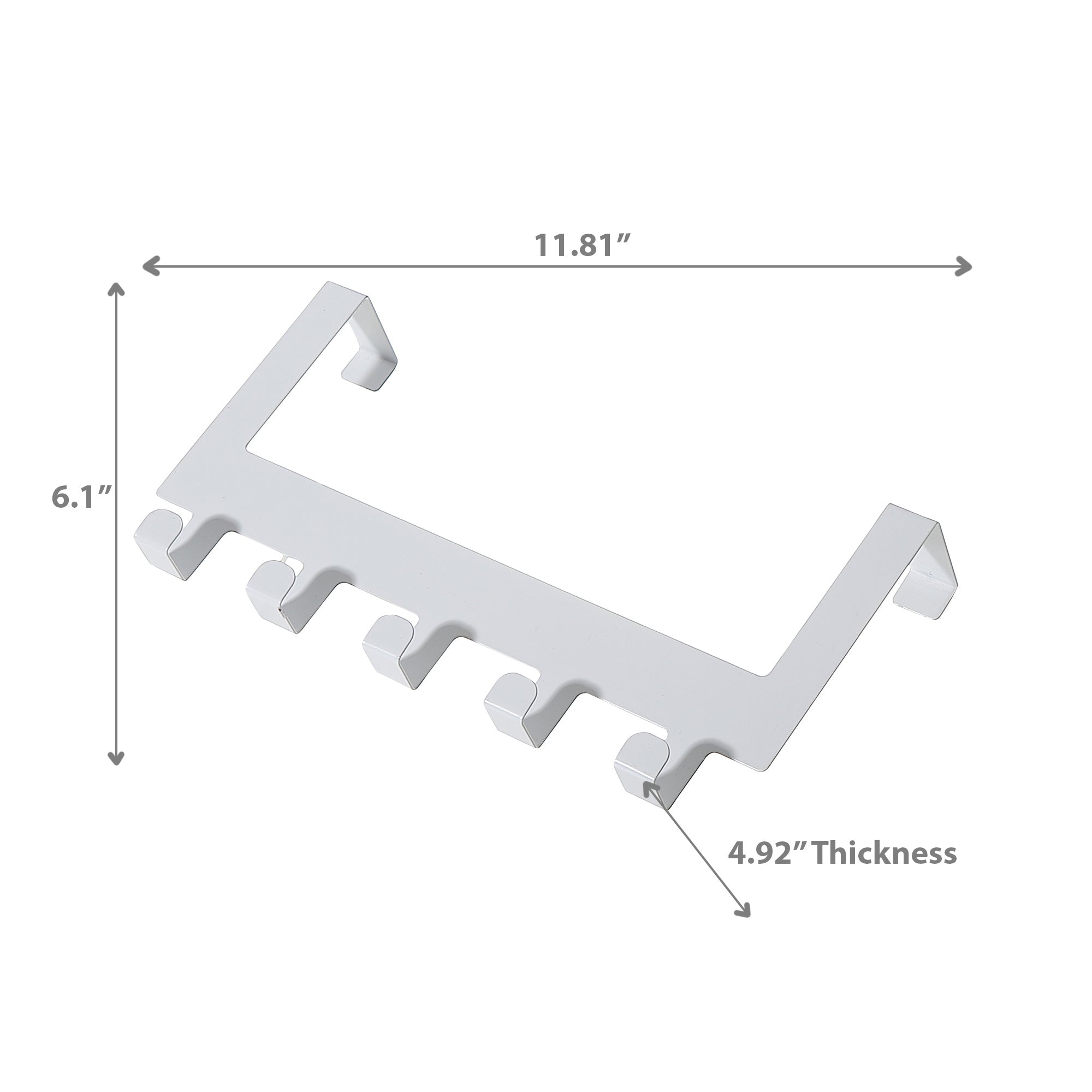 White Powder Coated Over-the-Door 5-Hook Rack – Home Organization, Wall Storage