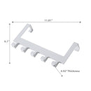 Metal Powder Coated Over The Door 5 Hooks White