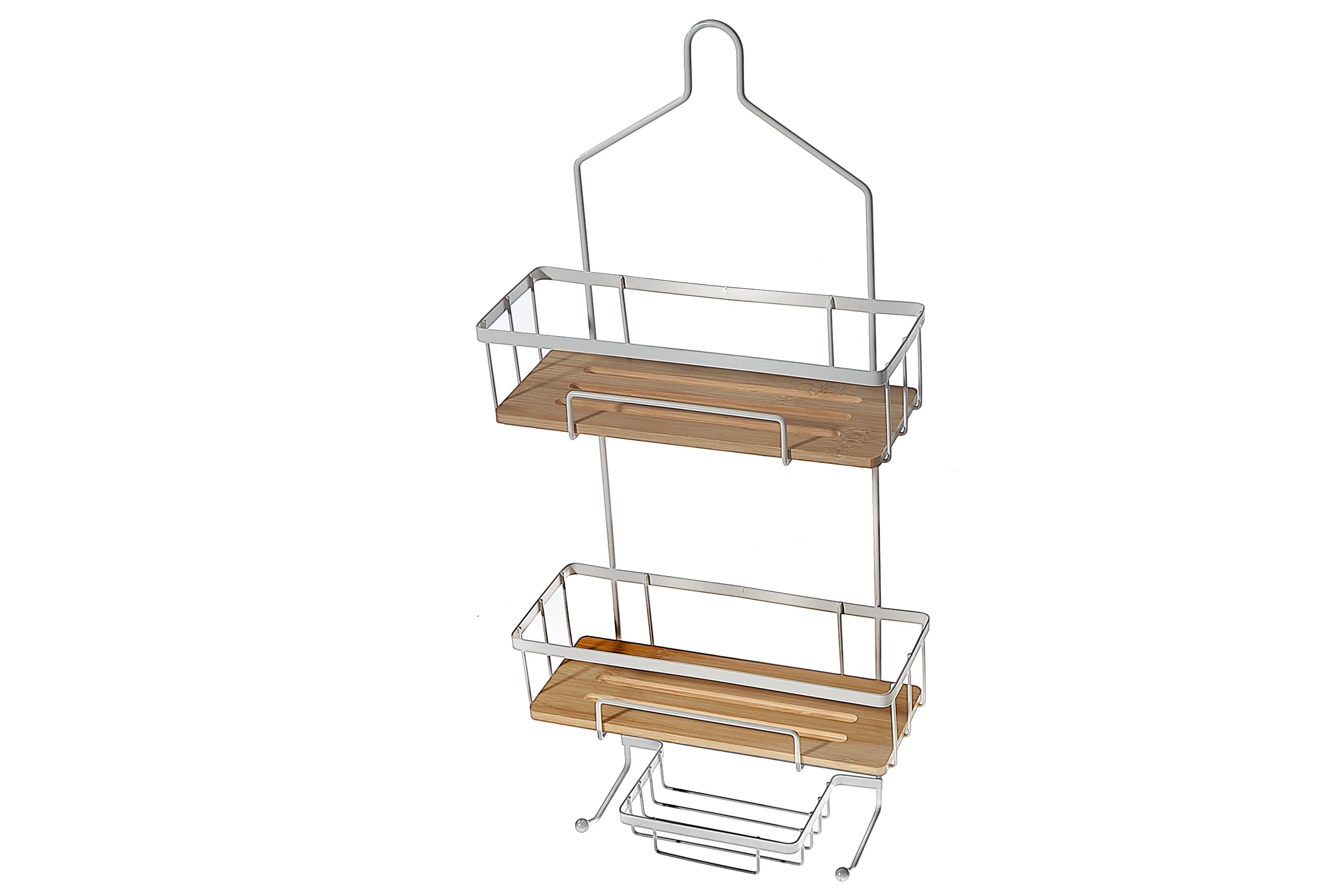 Black 2-Tier Shower Caddy – Bathroom Organizer, Wall Mounted Storage