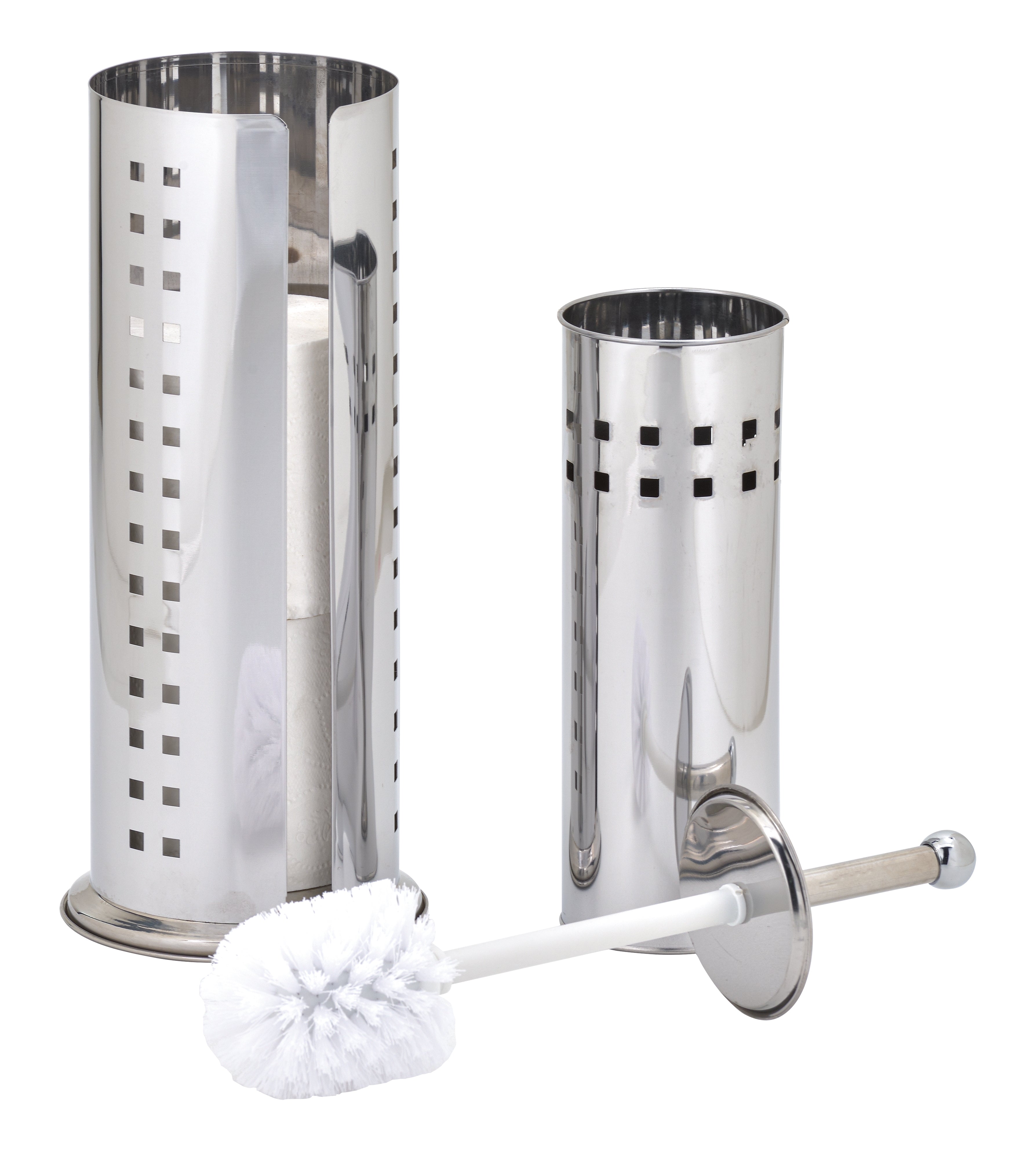 Stainless Steel Toilet Brush & Double Holder Stand – Bathroom Cleaning Accessory