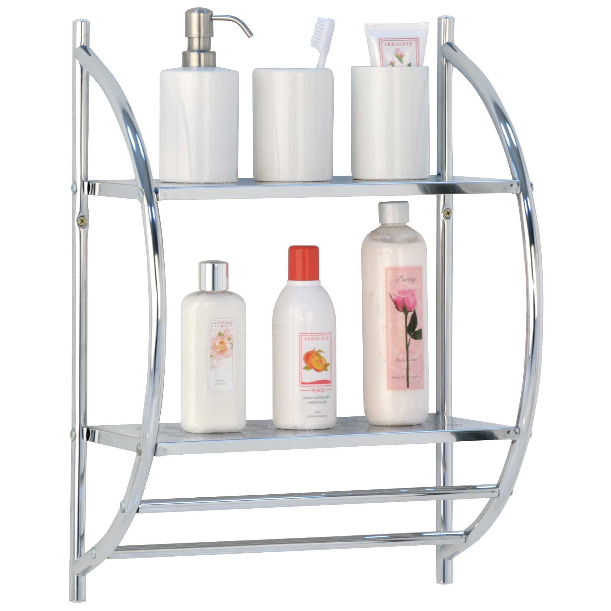 2-Tier Metal Wall Shelf Rack – Kitchen & Bathroom Organizer, Wall Storage