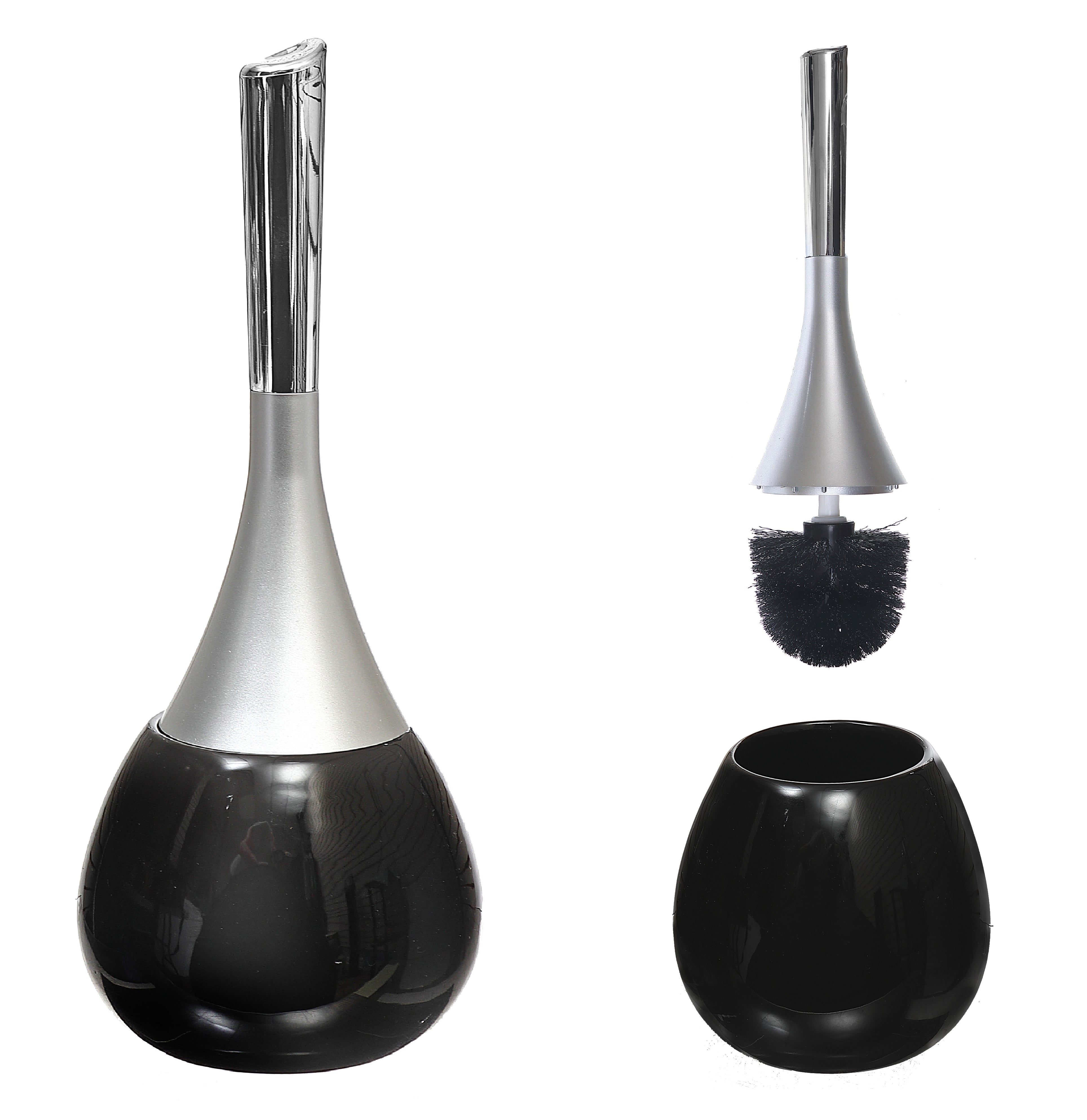 Black Dolomite Toilet Brush And Holder Bathroom Accessory