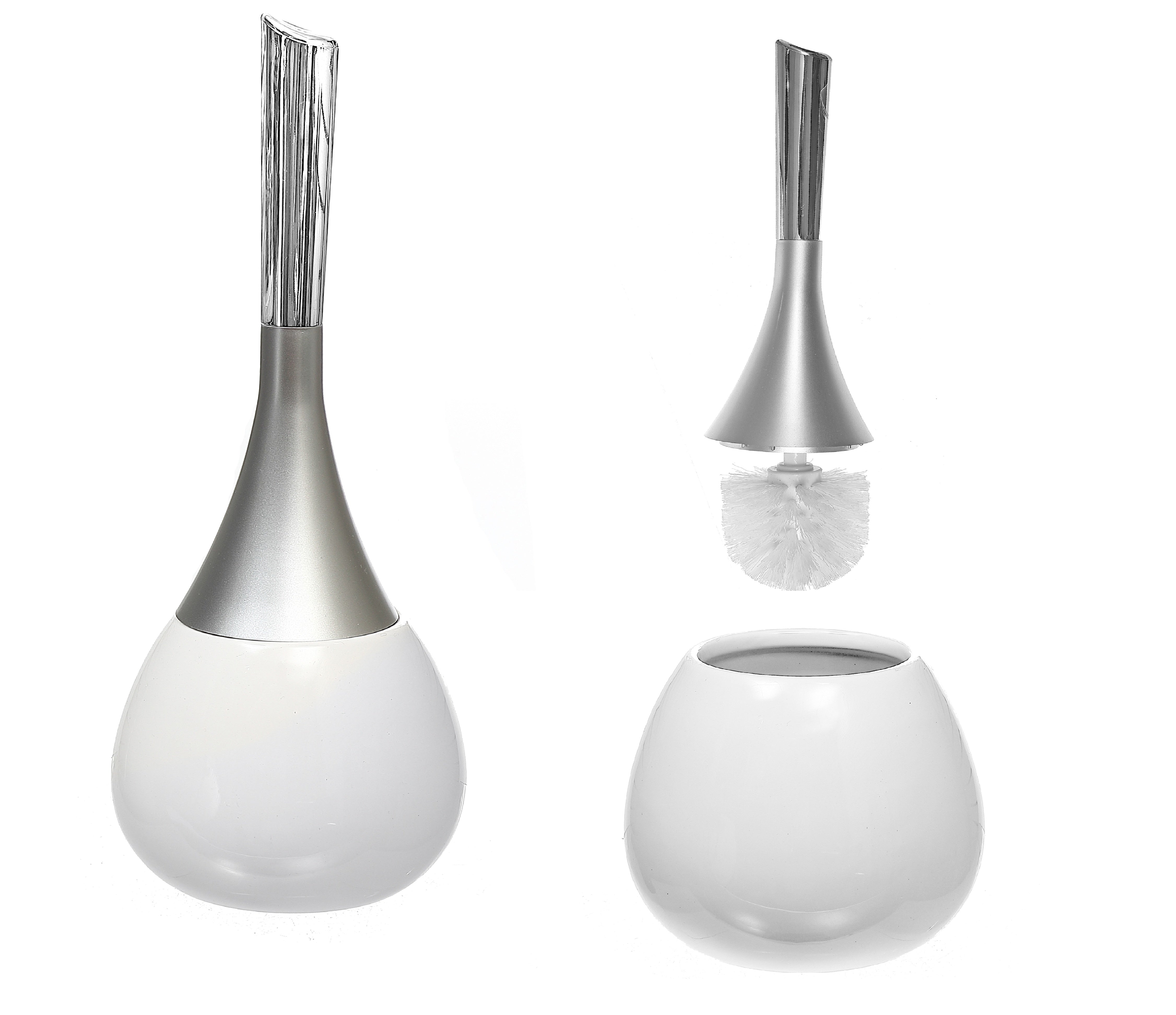 White Dolomite Toilet Brush And Holder Bathroom Accessory