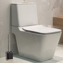 Polyresin Toilet Brush Holder With Rubber Wood Base