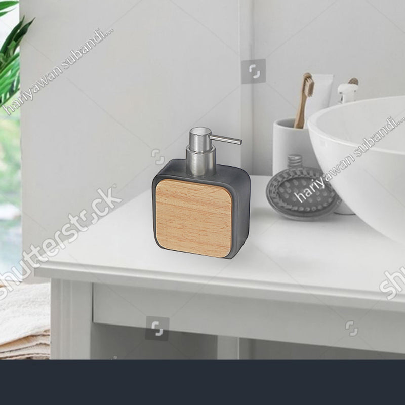 Polyresin Soap Dispenser With Rubber Wood