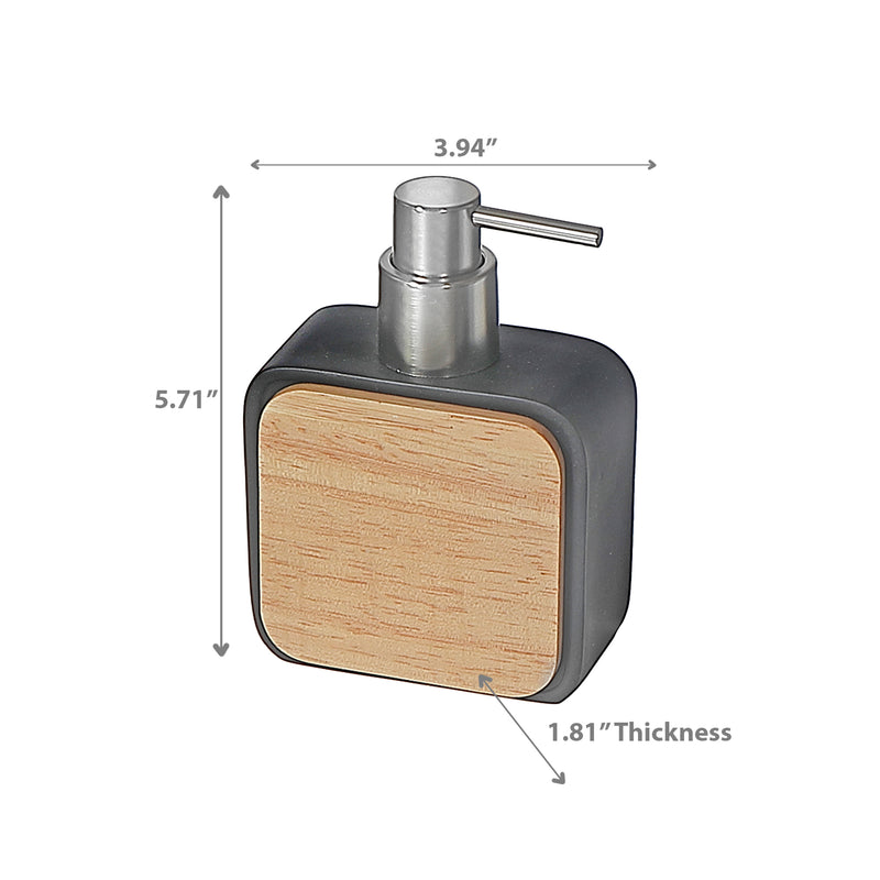 Polyresin Soap Dispenser With Rubber Wood