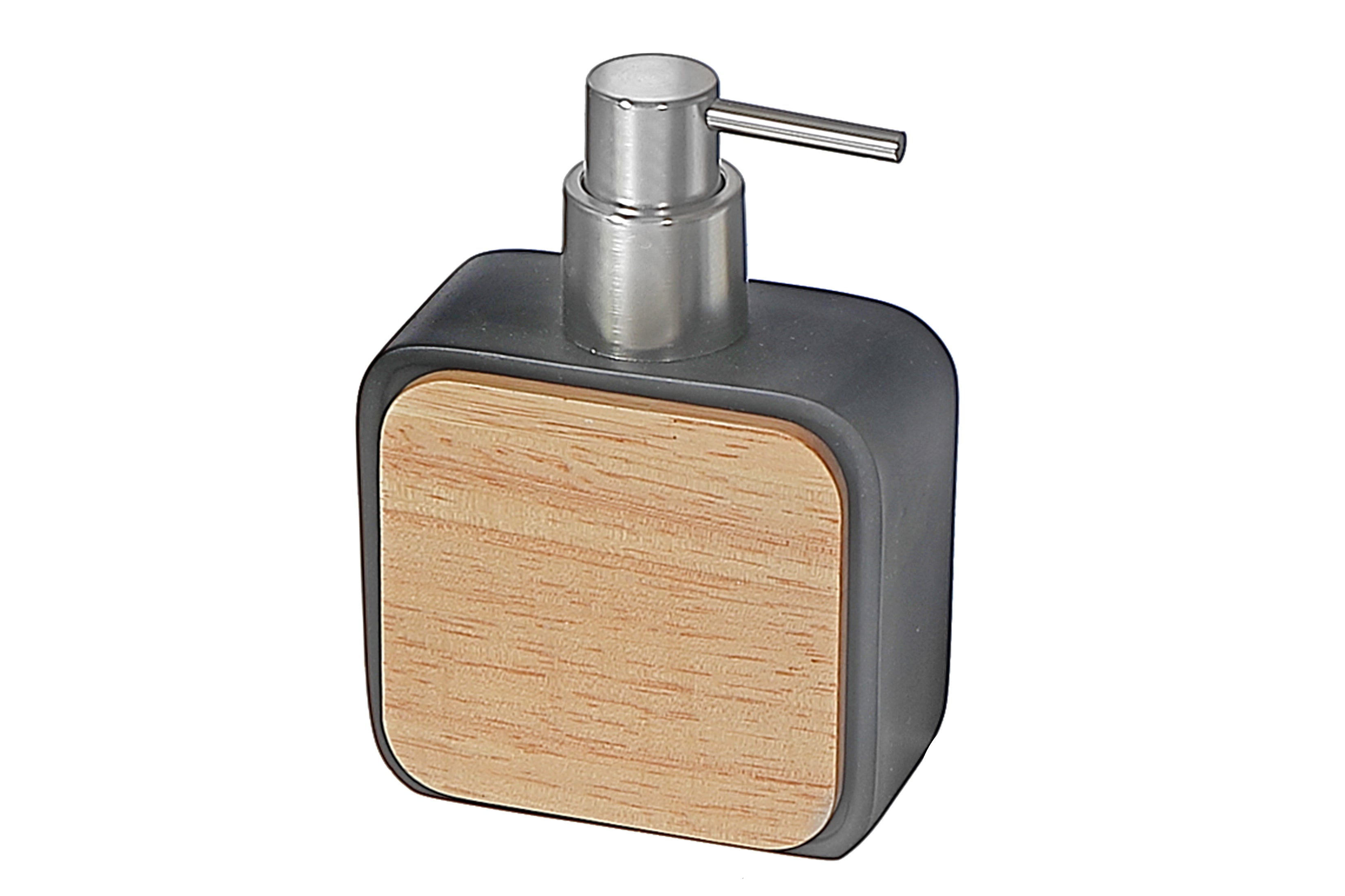 Polyresin Soap Dispenser with Rubber Wood – Bathroom Liquid Soap Pump