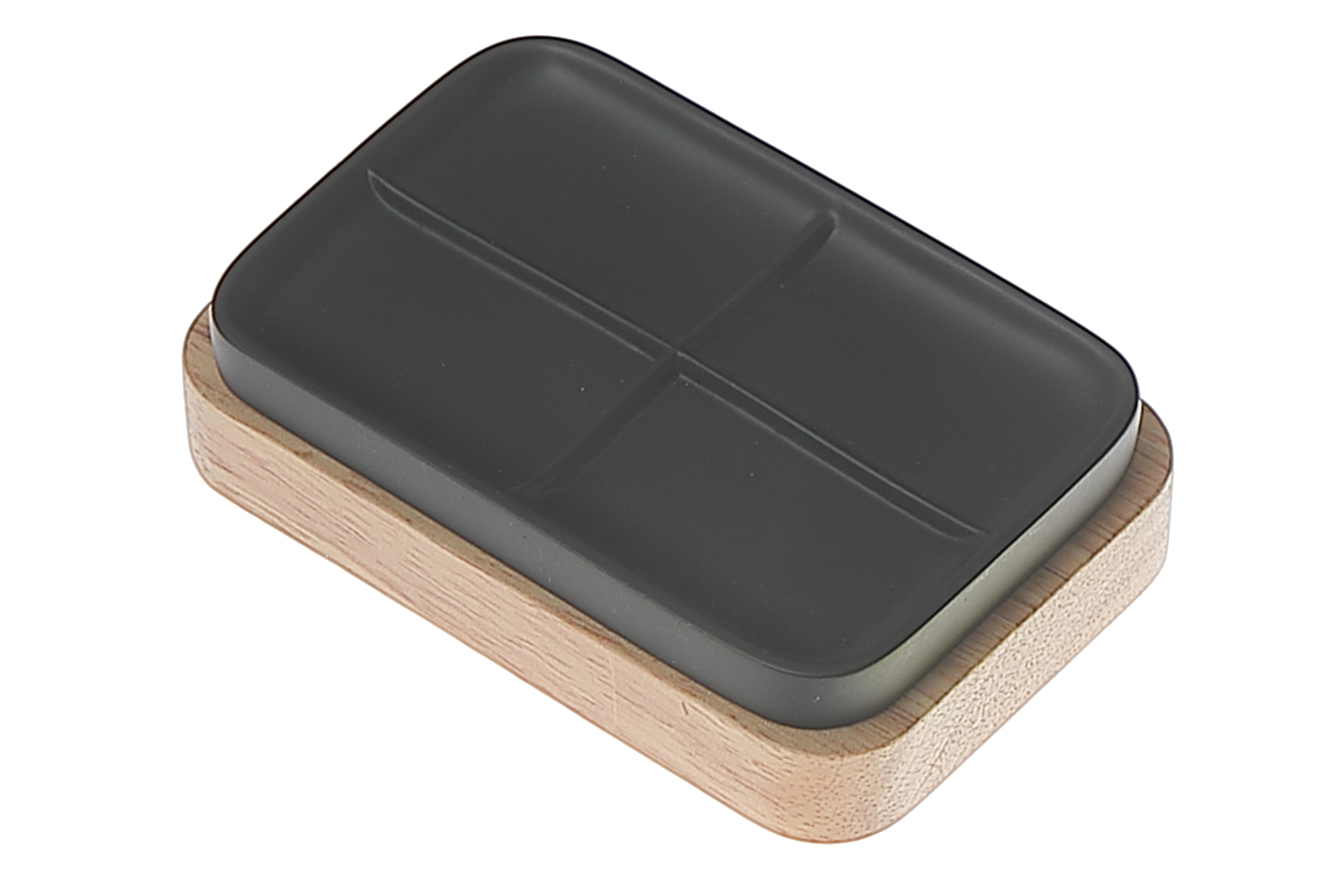 Polyresin Soap Dish with Rubber Wood – Bathroom Vanity Accessory