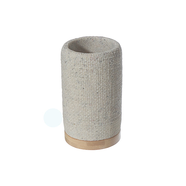 Polyresin Tumbler With Bamboo Base.