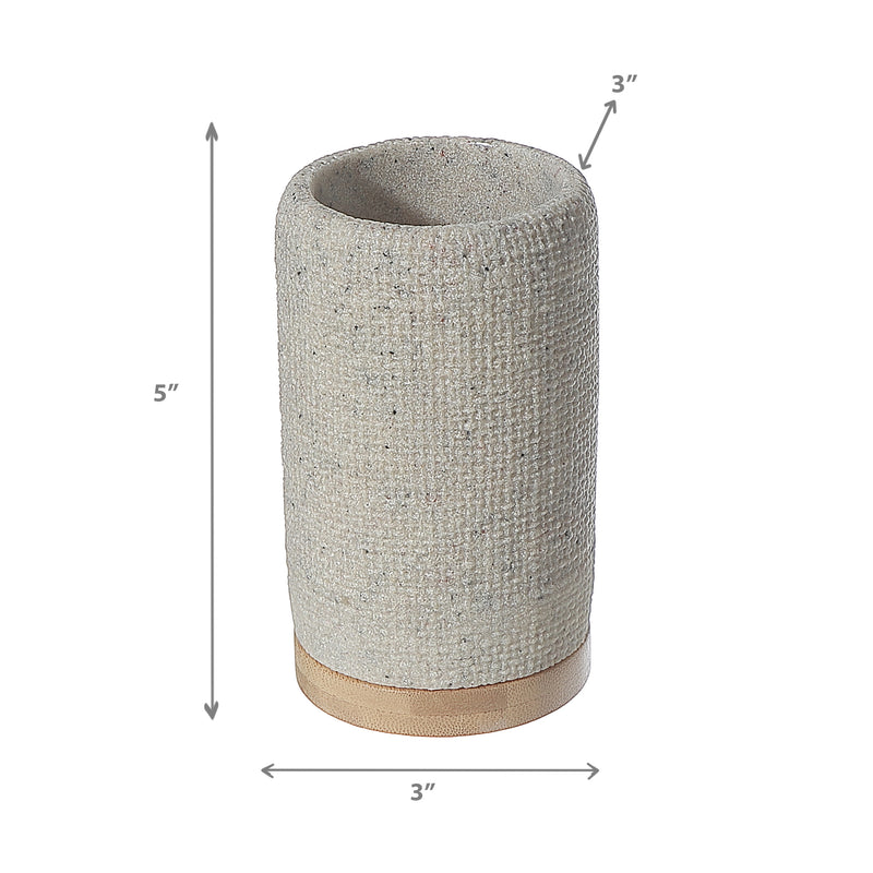 Polyresin Tumbler With Bamboo Base.