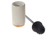 Polyresin Toilet Brush Holder With Bamboo Base, Toilet Brush Holder With Bamboo Base, Modern Bathroom Accessory