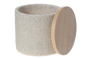 Polyresin Cotton Swab Holder With Bamboo Cover, Cotton Swab Holder With Bamboo Lid, Bathroom Storage Jar
