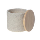 Polyresin Cotton Swab Holder With Bamboo Cover