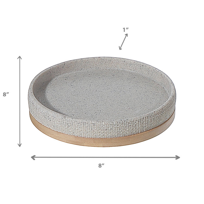 Polyresin Tray With Bamboo Base