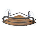 Metal Suction Cup Corner Caddy With Bamboo