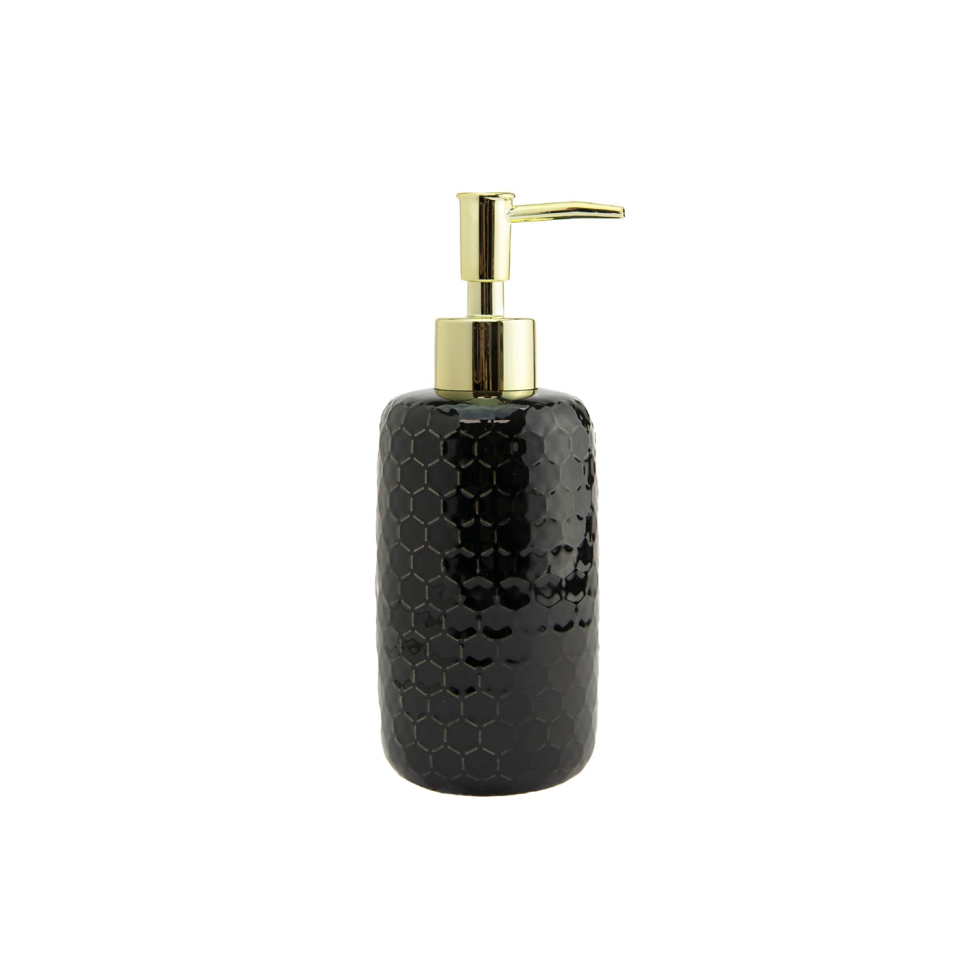 Black Honeycomb Pattern Stoneware Soap Dispenser - Set of 2