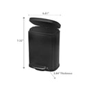 3L Metal Rectangular Dust Bin Black