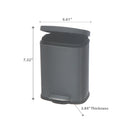 3L Metal Rectangular Dust Bin Dark Grey