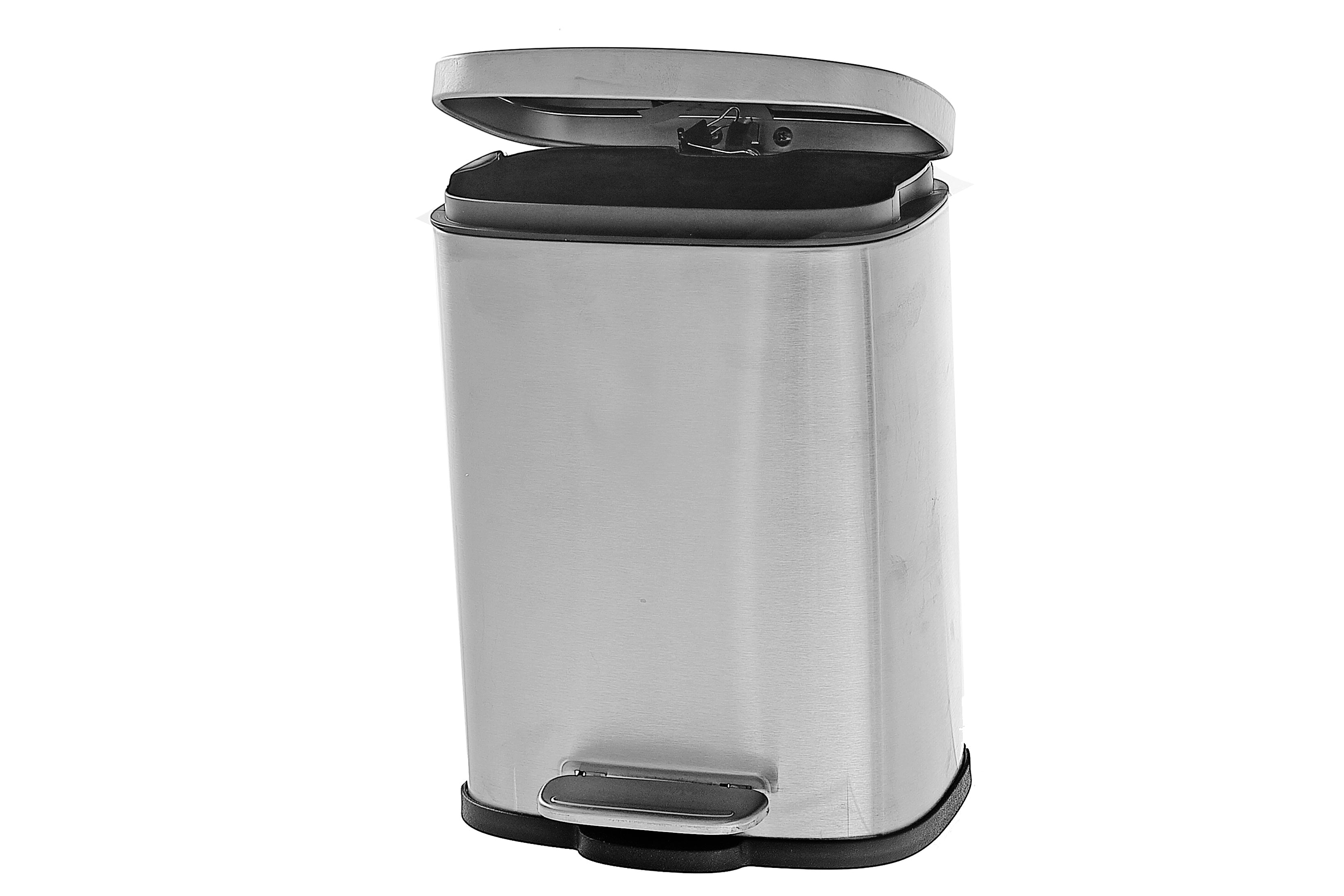 3L Silver Metal Rectangular Dust Bin – Small Trash Can, Bathroom & Kitchen Use