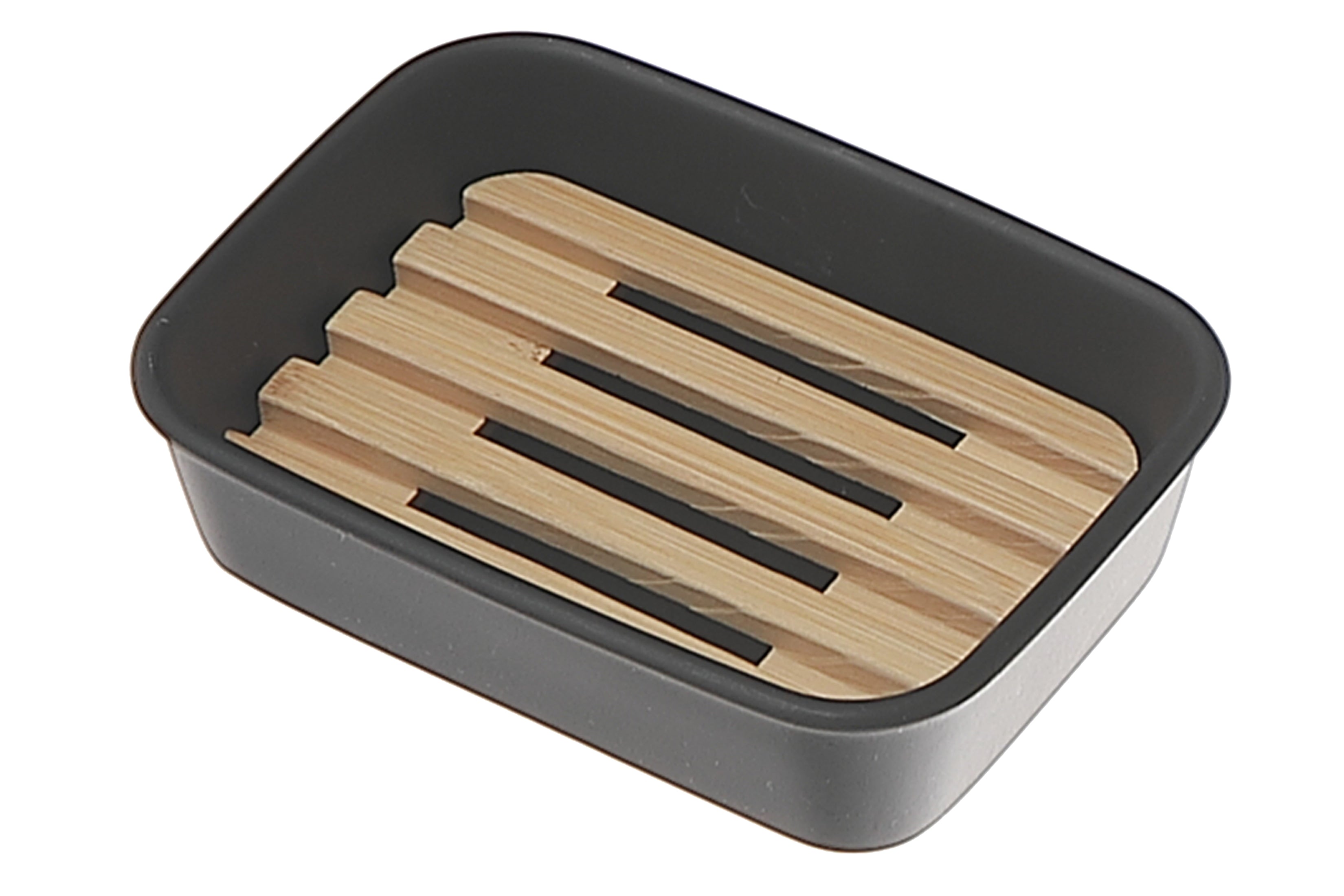 Polyresin Soap Dish With Bamboo, Polyresin Soap Dish With Bamboo Insert, Natural Style Bathroom Decor
