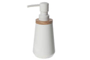 White Polyresin Soap Dispenser with Wood – Bathroom Liquid Soap Pump