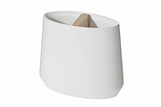 White Polyresin Toothbrush Holder with Wood – Bathroom Vanity Organizer