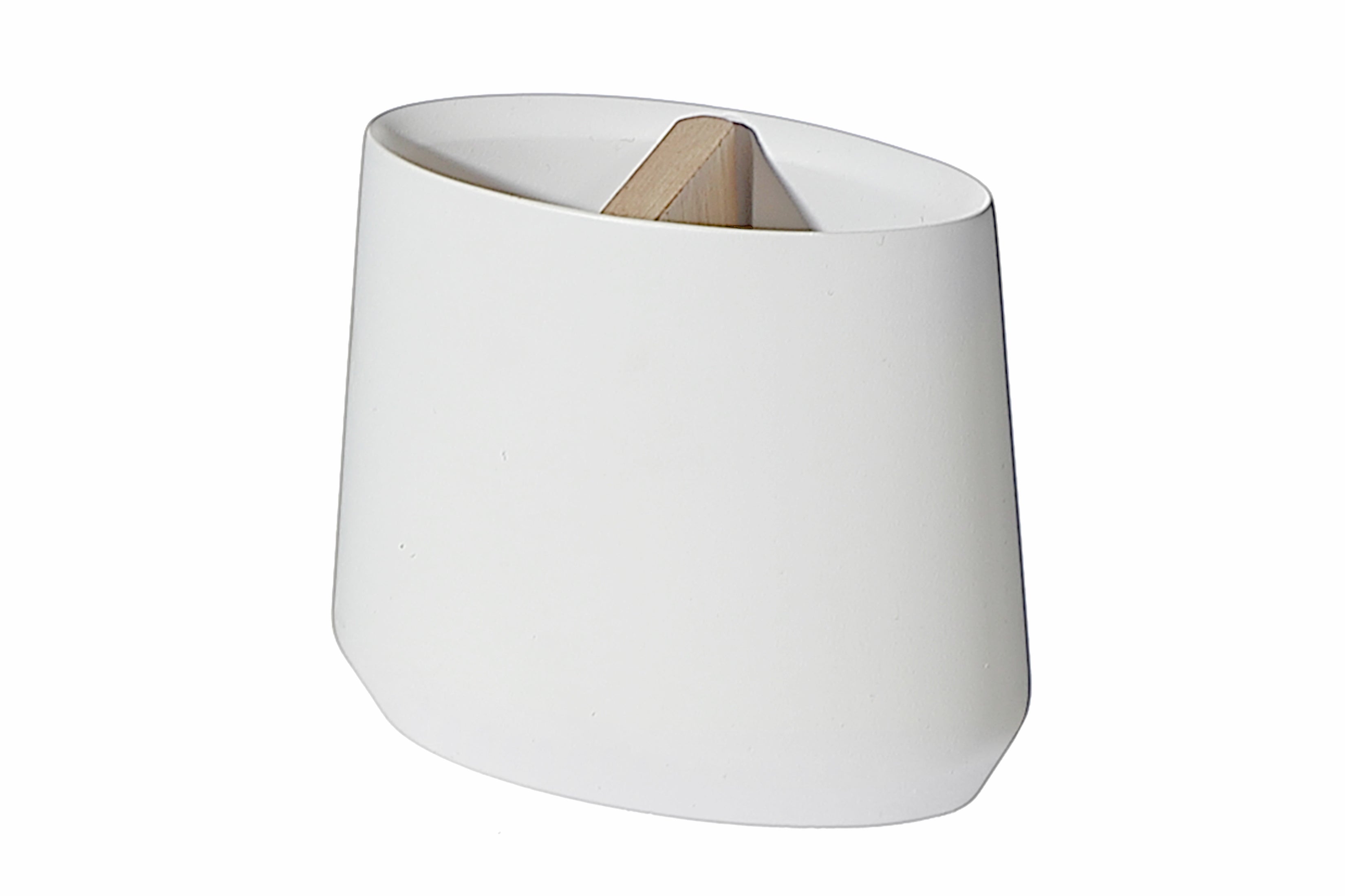 White Polyresin Toothbrush Holder with Wood – Bathroom Vanity Organizer