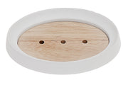 White Polyresin Soap Dish with Wood – Bathroom Vanity Accessory