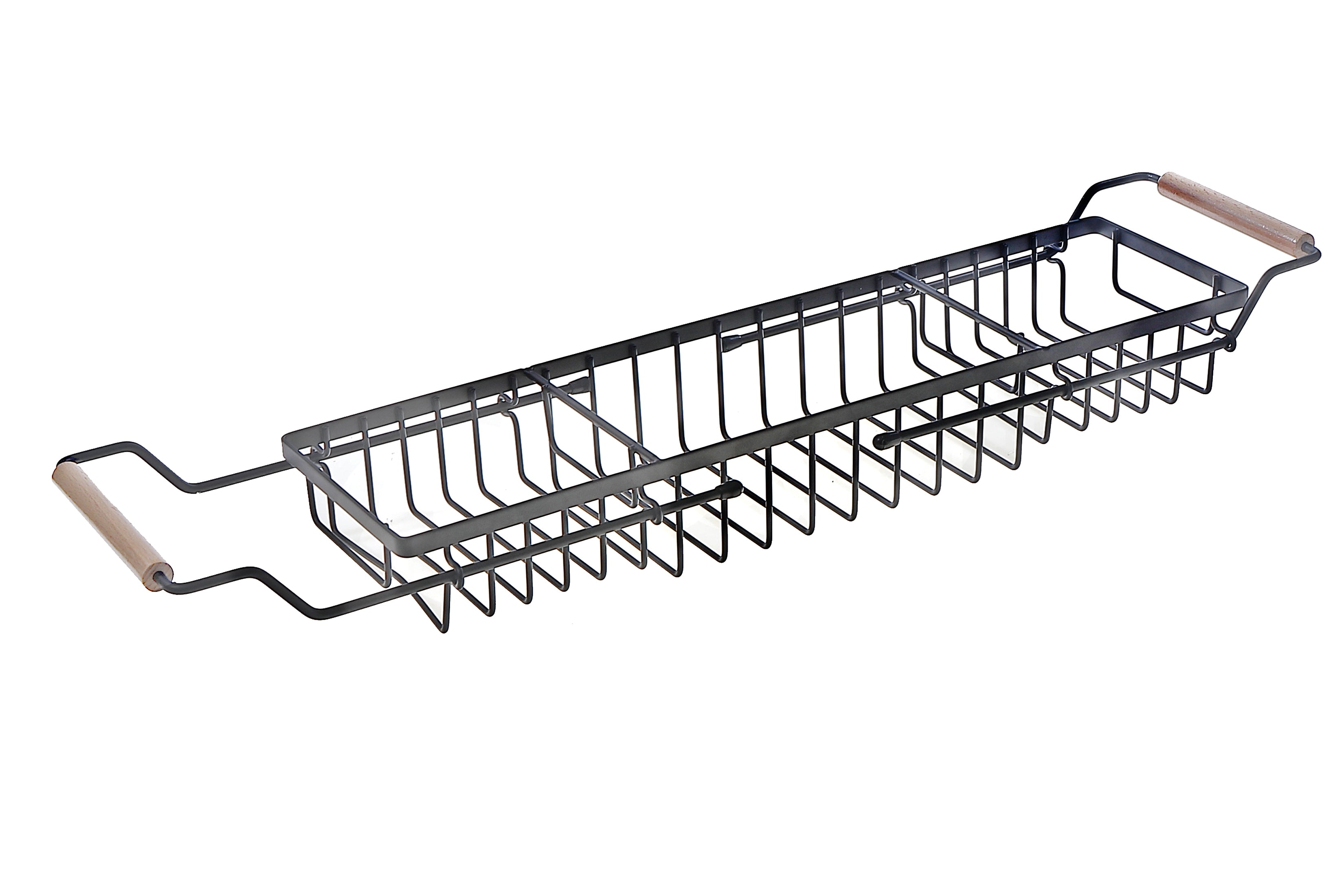 Bathtub Rack Flat Wire with Wooden Handle – Bathtub Caddy, Bath Organizer