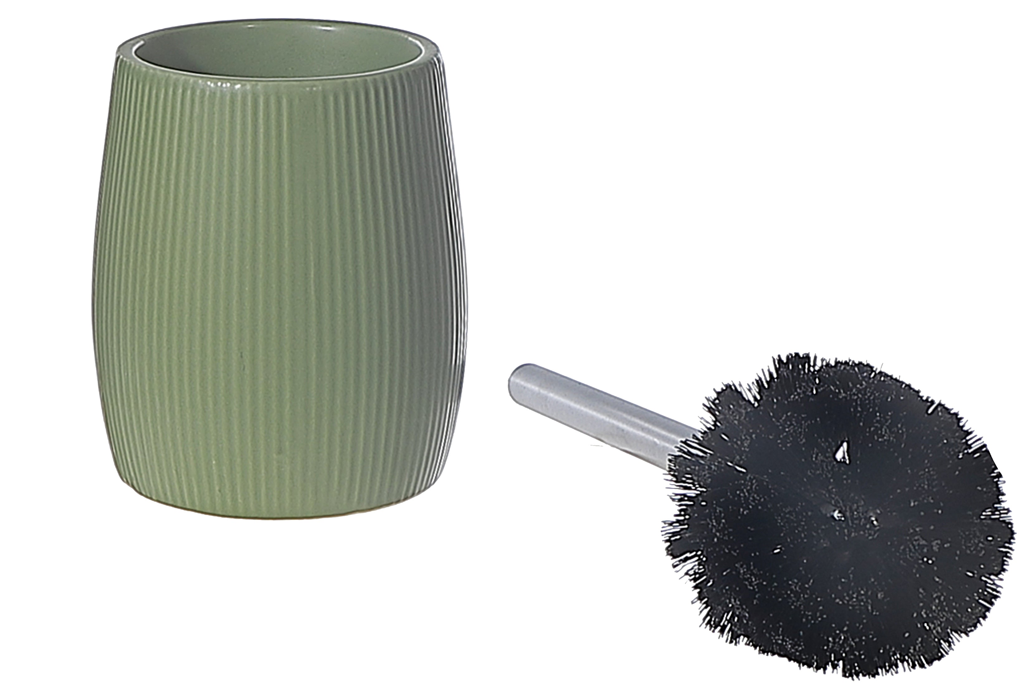 Green Toilet Brush Holder with Stainless Steel Handle – Bathroom Cleaning Accessory