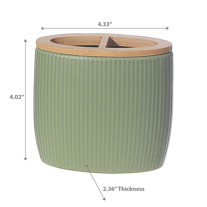 Toothbrush Holder With Bamboo Green