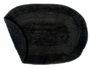 Reversible Cotton Oval Solid Color Bath Mat (16 X 24) (Black) - Set of 2