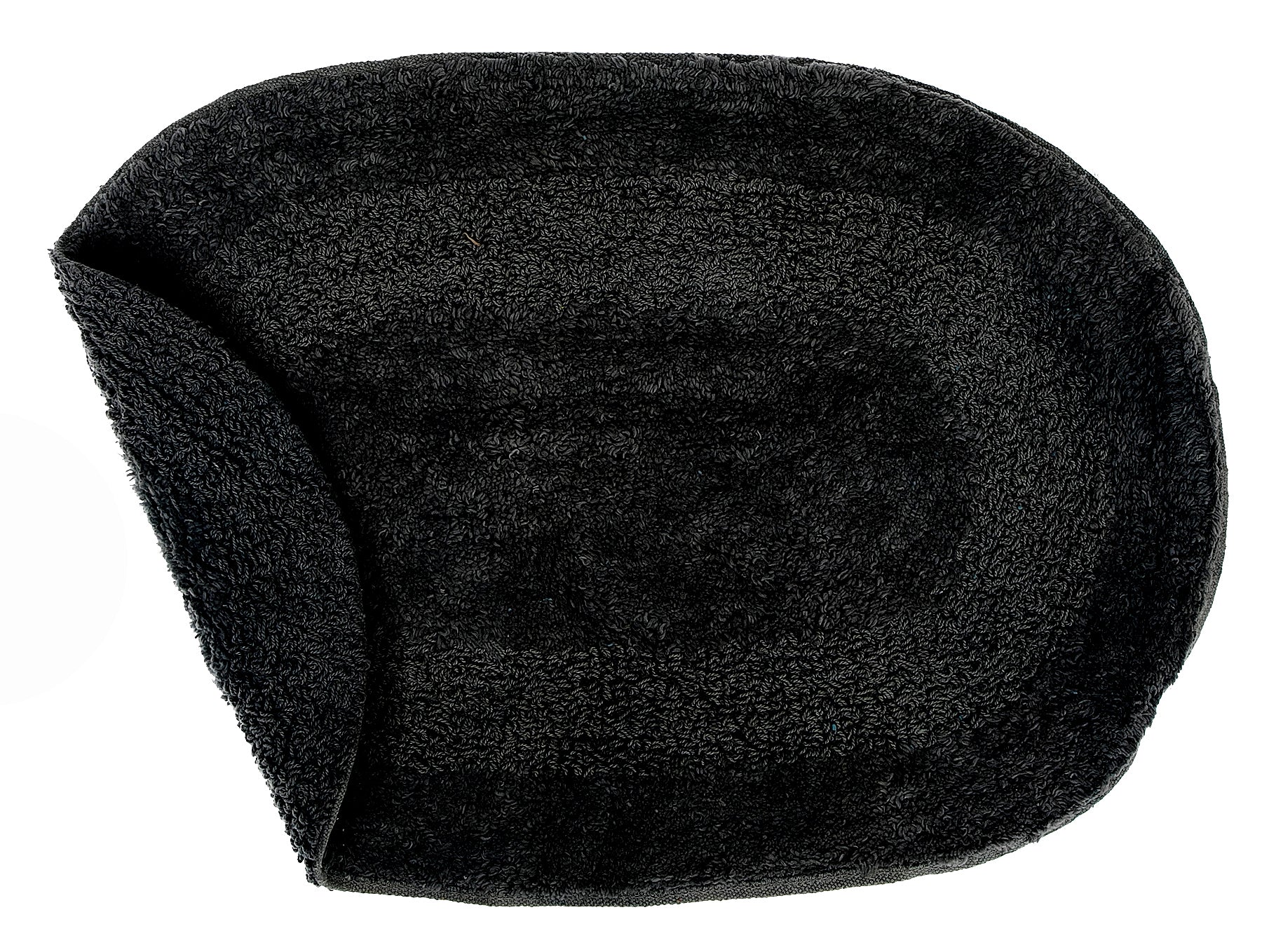 Reversible Cotton Oval Solid Color Bath Mat (16 X 24) (Black) - Set of 2