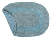 Reversible Cotton Oval Solid Color Bath Mat (16 X 24) (Blue) - Set of 2