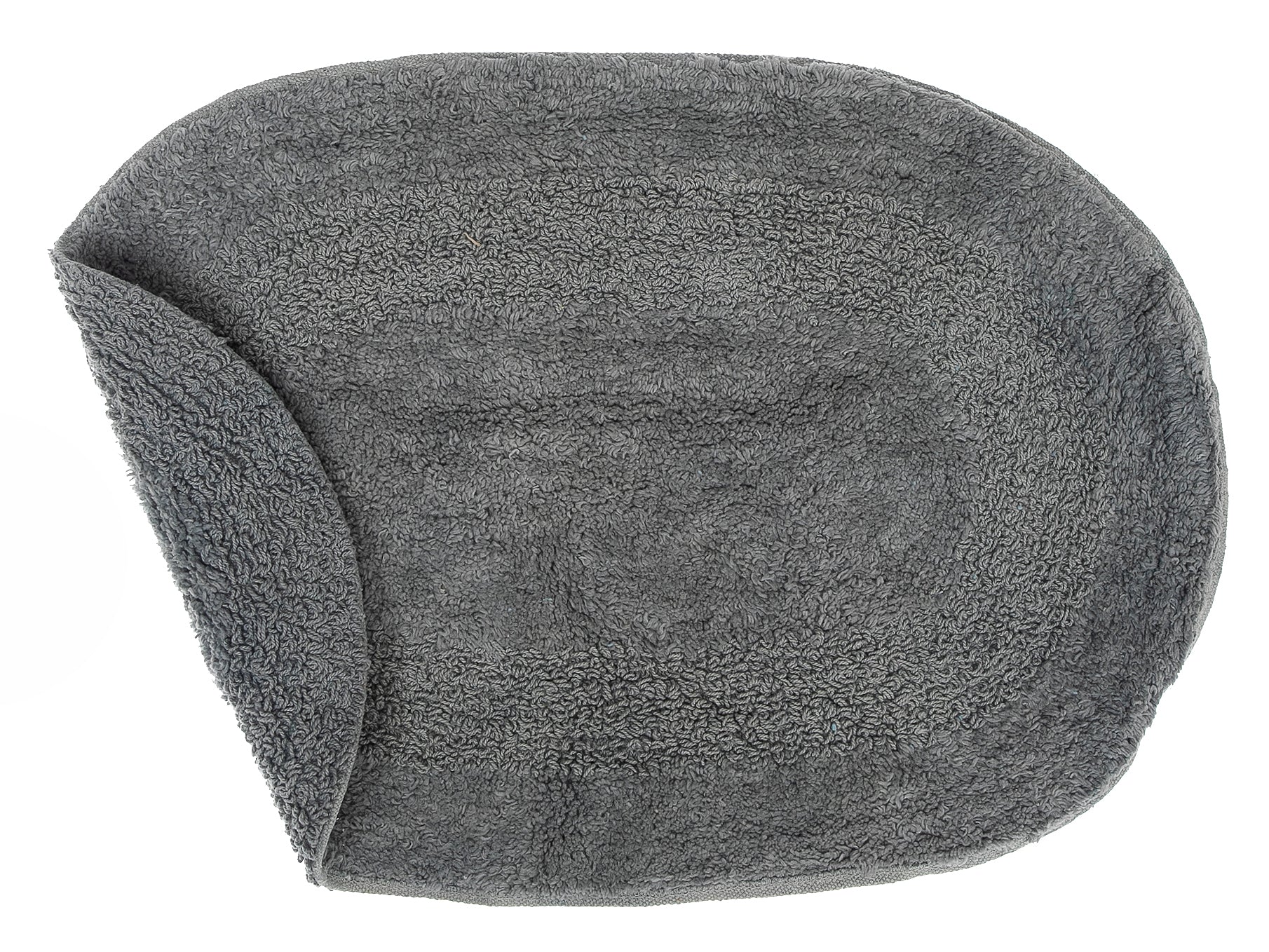 Reversible Cotton Oval Solid Color Bath Mat (16 X 24) (Gray) - Set of 2