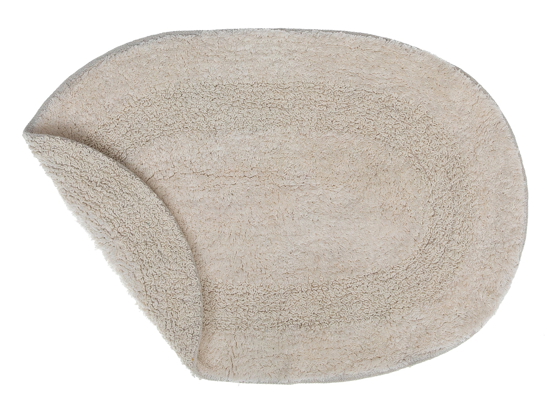 Reversible Cotton Oval Solid Color Bath Mat (16 X 24) (Ivory) - Set of 2