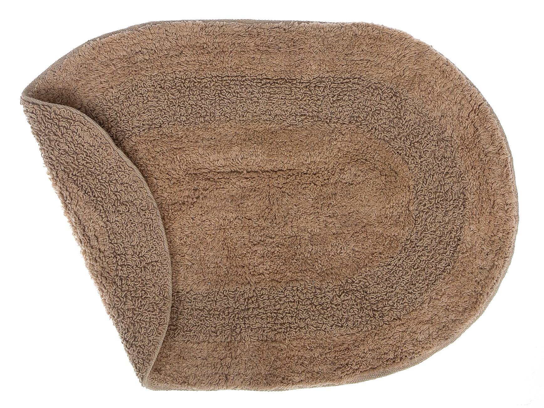 Reversible Cotton Oval Solid Color Bath Mat (16 X 24) (Taupe) - Set of 2