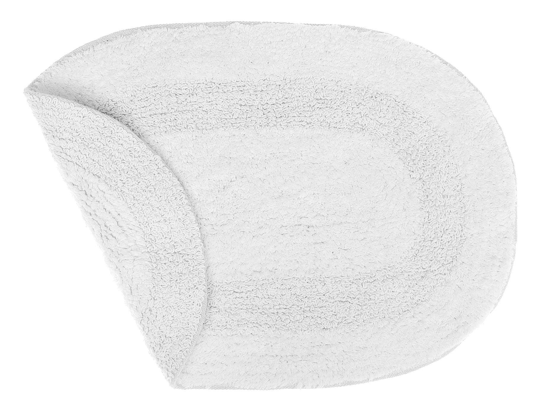 Reversible Cotton Oval Solid Color Bath Mat (16 X 24) (White) - Set of 2