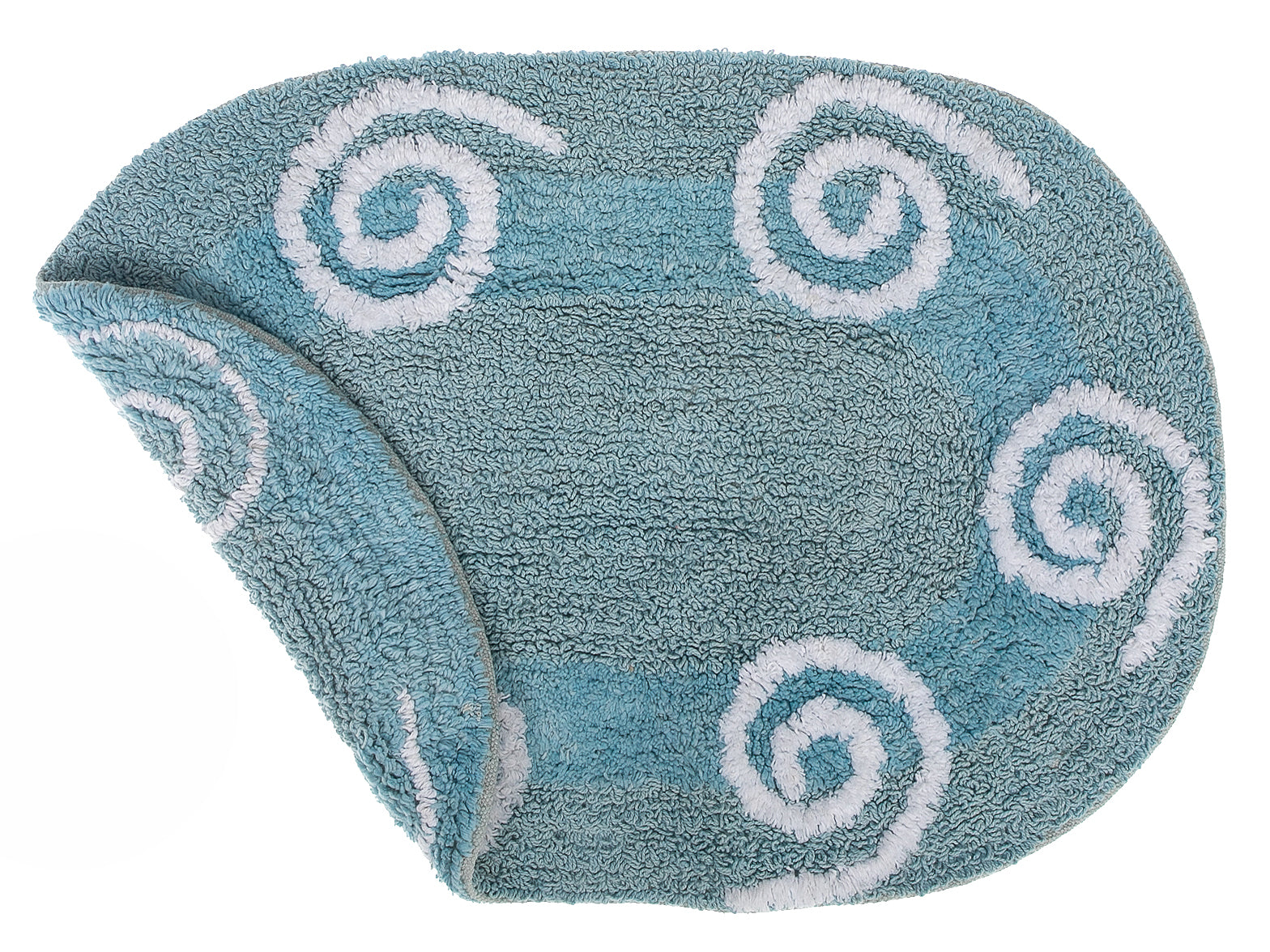Reversible Cotton Swirly Oval Bath Mat (16 X 24) (Blue) - Set of 2